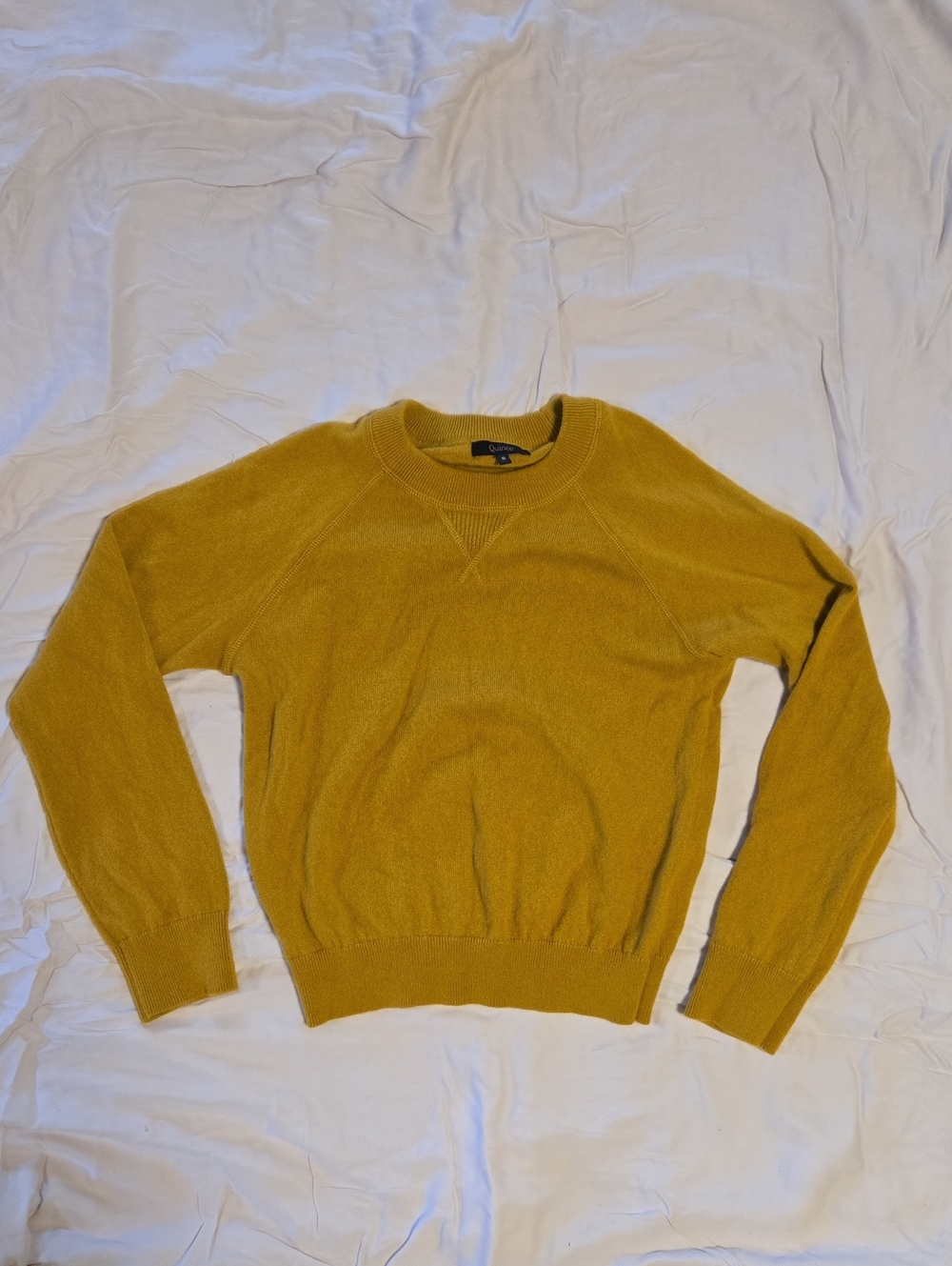 Quince Mustard Yellow 100% Cashmere Crewneck Sweater - Womens